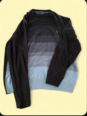 U.S. Polo Assn. Black and Blue Gradient Stripe Crewneck Sweater